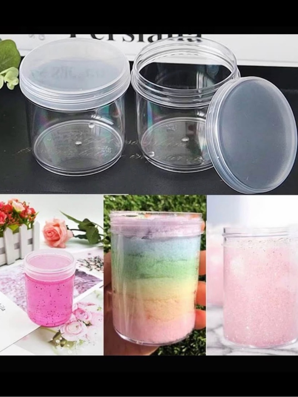 Clear Plastic Storage Jars with Lids - Transparent (Home Kitchen)